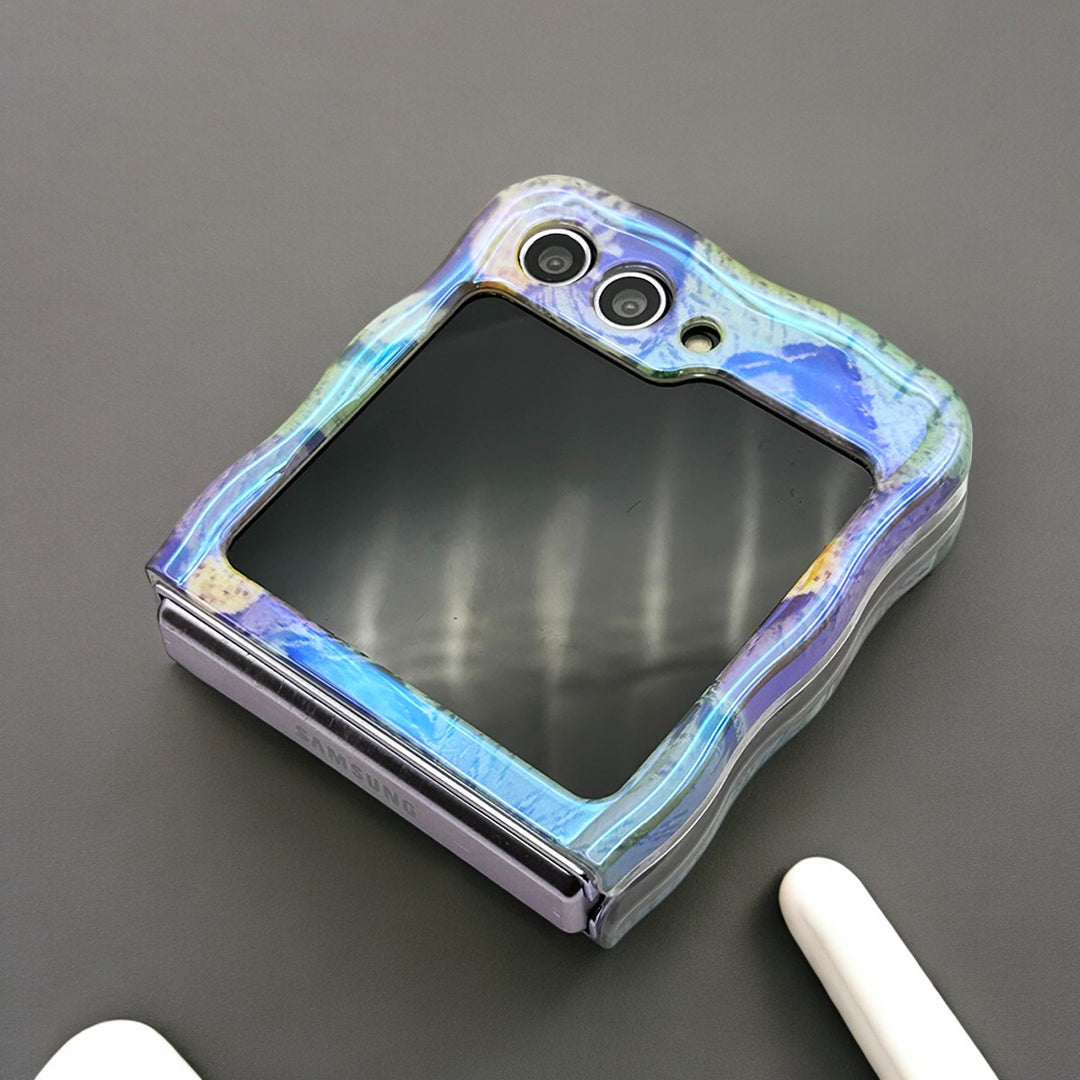 Samsung Galaxy Z Flip 6 Wavy Design Floral Print Glossy Back Case Cover