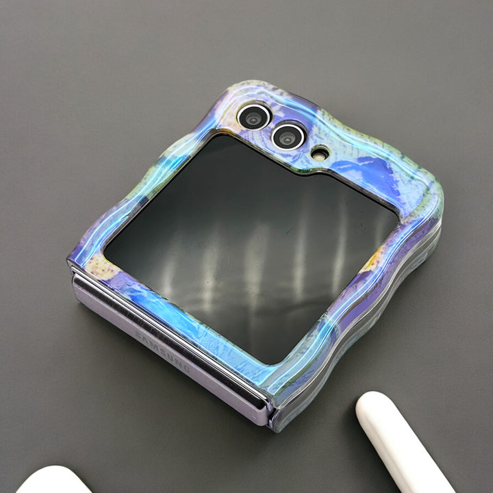 Samsung Galaxy Z Flip 6 Wavy Design Floral Print Glossy Back Case Cover