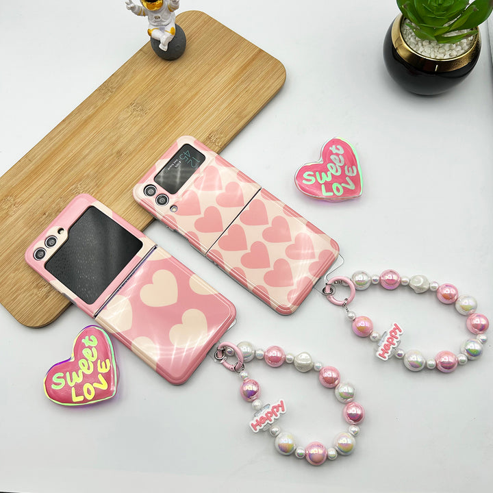 Samsung Galaxy Z Flip 4 / Z Flip 5 Heart Design Wish Pop Holder Cover