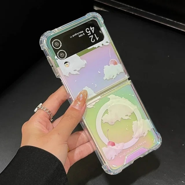 Samsung Galaxy Z Flip series Color Reflection Cloud Design Magsafe Case Cover