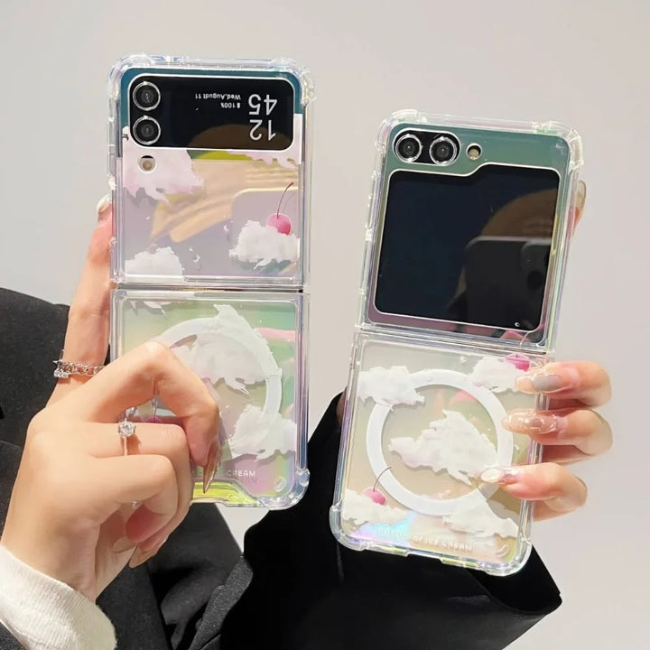 Samsung Galaxy Z Flip series Color Reflection Cloud Design Magsafe Case Cover