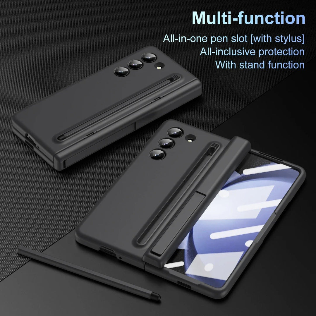 Samsung Galaxy Z Fold 5 Matte Finish Front Screen Protector With S Pen Kickstand Case Cover