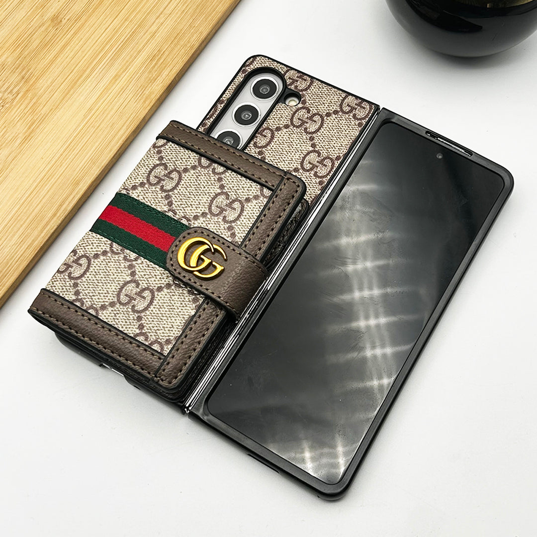 Samsung Galaxy Z Fold 5 Luxury GG Fashion Leather Brand Case Cover