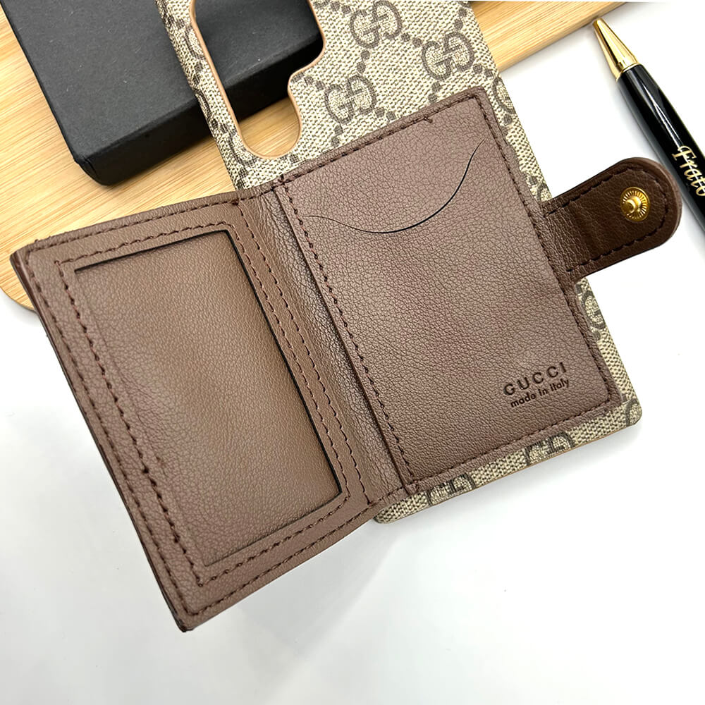 Samsung S23 Ultra Luxury Brand GG Wallet Case Cover