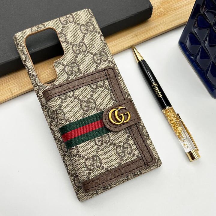 Samsung S23 Ultra Luxury Brand GG Wallet Case Cover