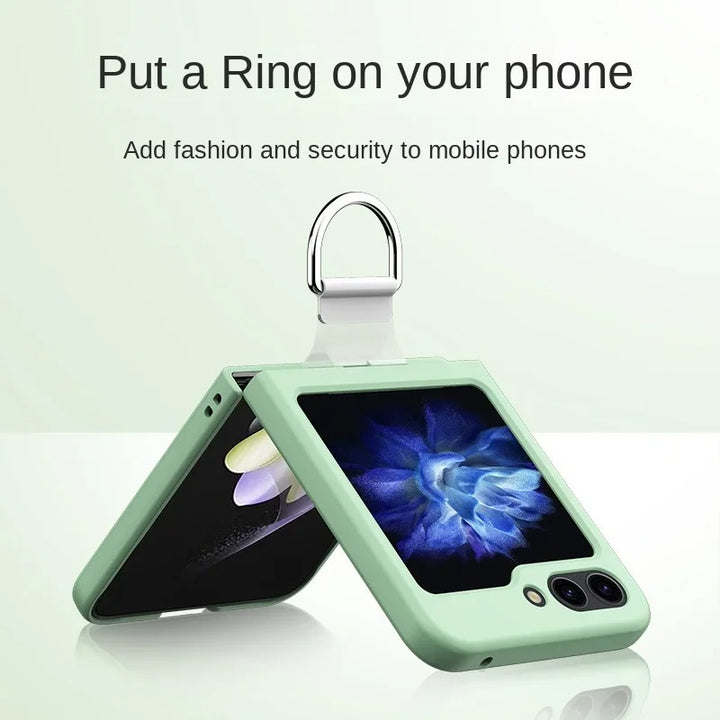 Samsung Galaxy Z Flip 6 Hard shell Soft Feel Ring Holder Case