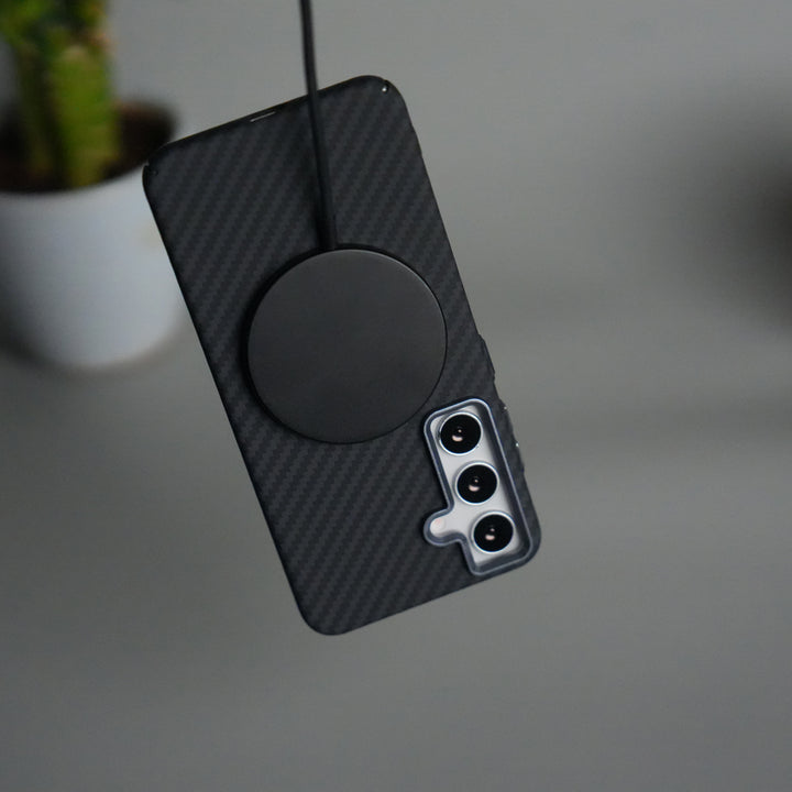 Galaxy S24FE Carbon Fiber Texture Aramid Design Hard Pc MagSafe Case Cover | BLACK