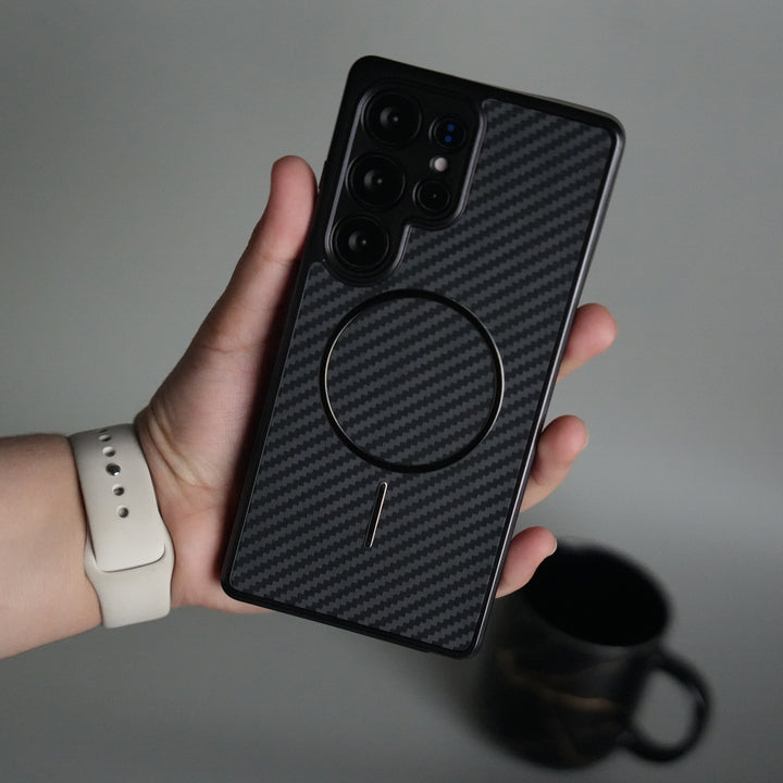 Galaxy S24 Ultra Carbon Design Mag Ring Case Slim Protective Cover