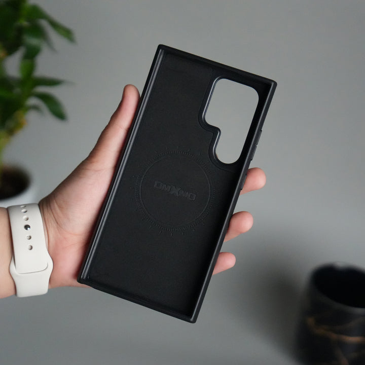 Galaxy S24 Ultra Leather Case | Luxury Metal Ring Stand Back Cover | Shockproof Protective Case