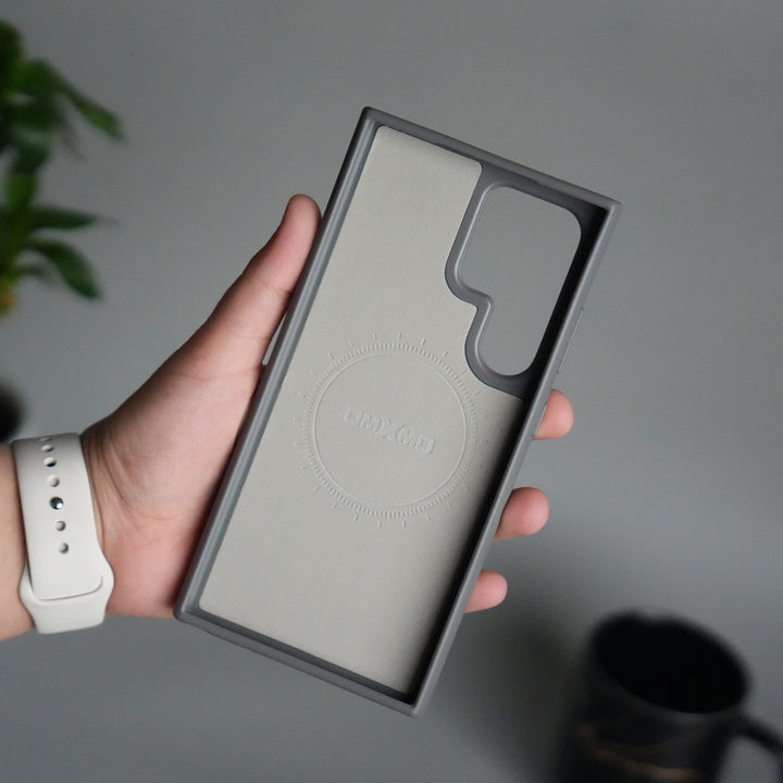 Galaxy S24 Ultra Leather Case | Luxury Metal Ring Stand Back Cover | Shockproof Protective Case