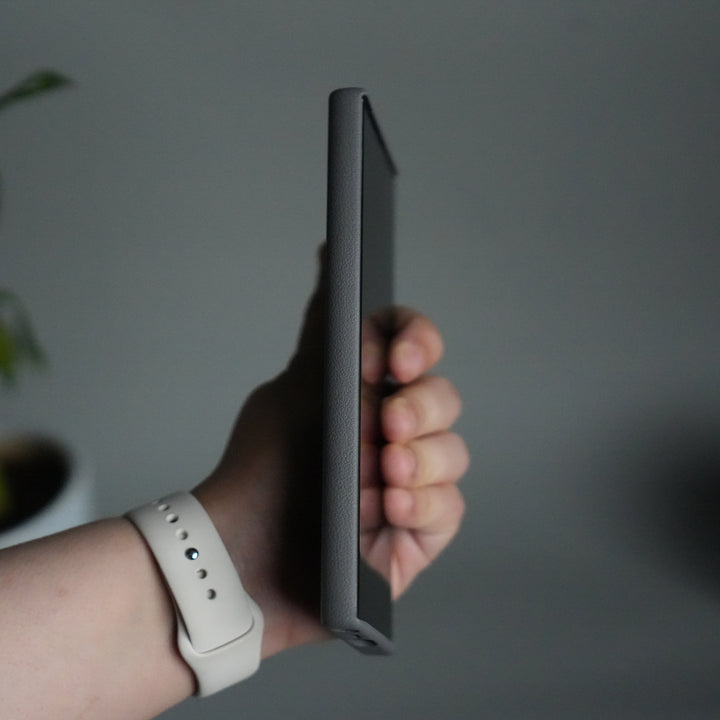 Galaxy S24 Ultra Premium Leather-Texture Back Case with Metal Kickstand | Shockproof Cover