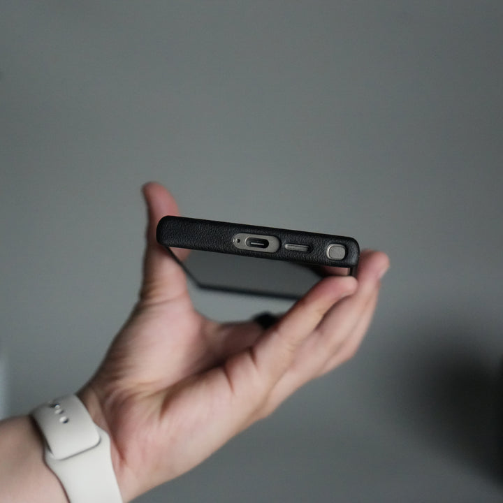 Galaxy S24 Ultra Premium Leather-Texture Back Case with Metal Kickstand | Shockproof Cover