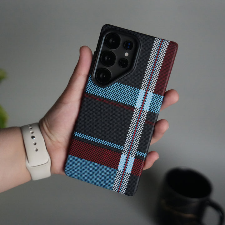 Galaxy S24 Ultra Series Carbon Fiber Texture Aramid Design Hard Pc MagSafe Cover | BlueWhiteLine