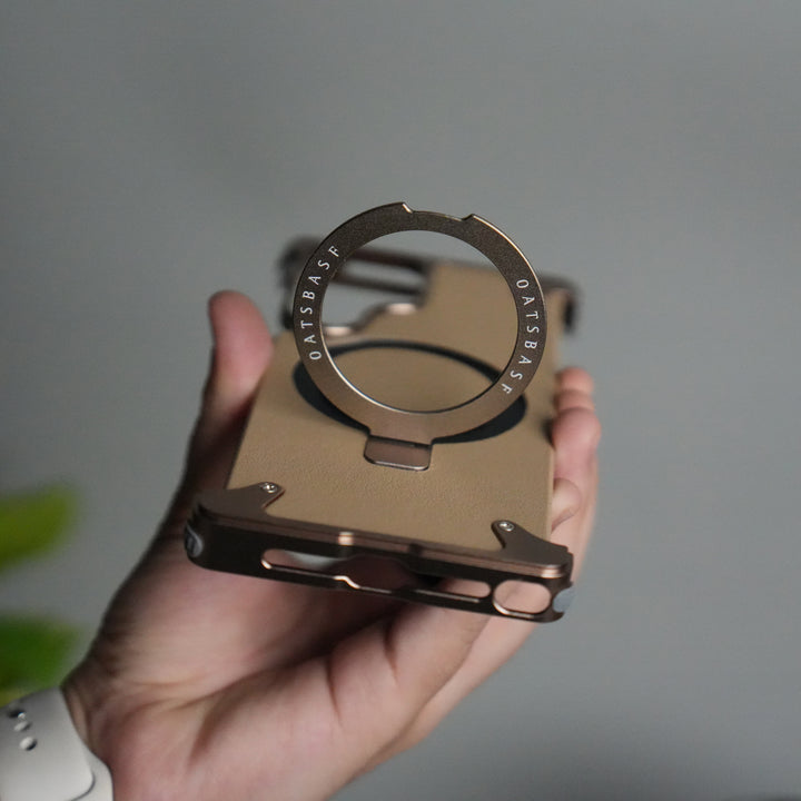 Galaxy S24 ultra Leather Frameless Metal Kickstand Case