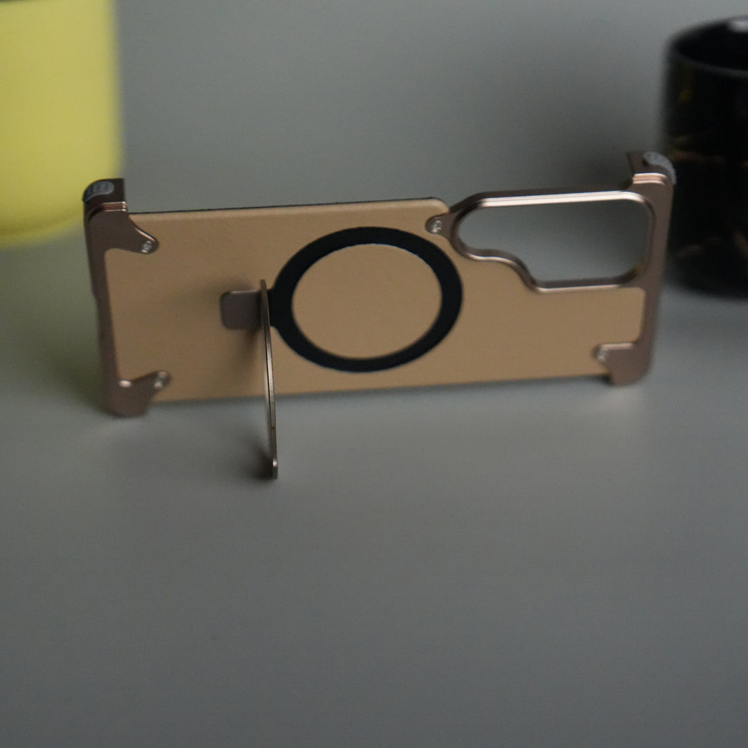 Galaxy S24 ultra Leather Frameless Metal Kickstand Case