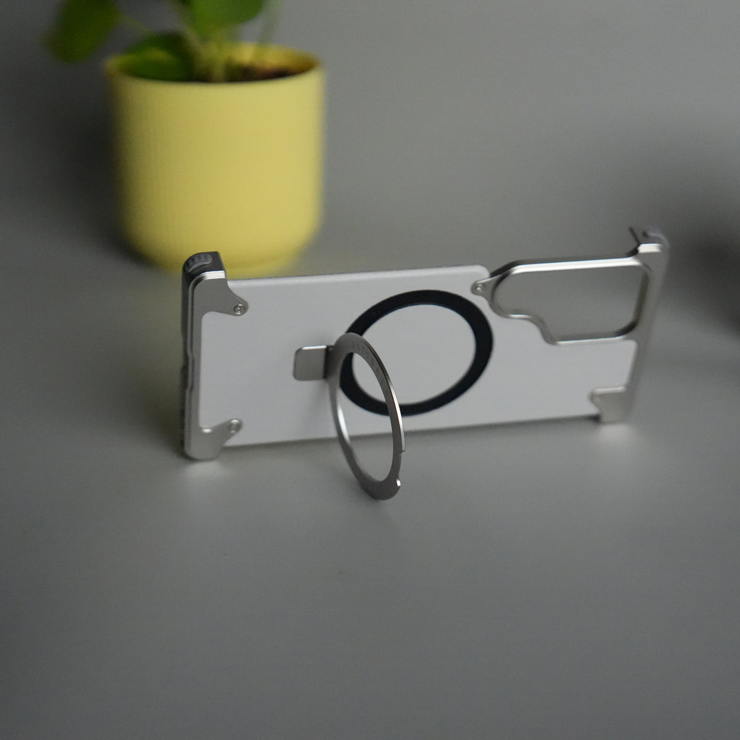 Galaxy S24 ultra Leather Frameless Metal Kickstand Case