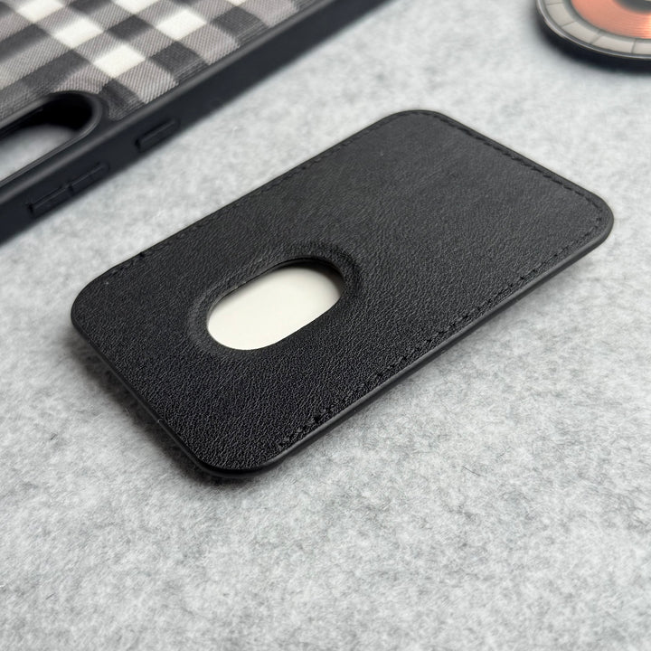  Galaxy S25 Plus Checks Leather Case With Detachable Magnetic Magsafe Card Holder Cover
