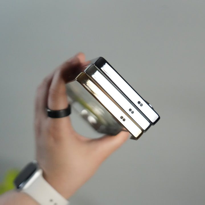 Galaxy S25 Ultra Chrome Plated Transparent Case with Built-in Kickstand | Metallic Frame | Slim Shockproof Cover