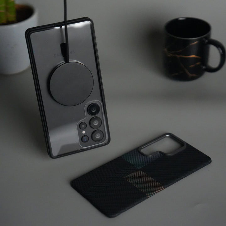 Galaxy S25 Ultra Detachable Back Panel MagSafe Case | 2-in-1 Hybrid Cover with Replaceable Design | CrosGreenOrange