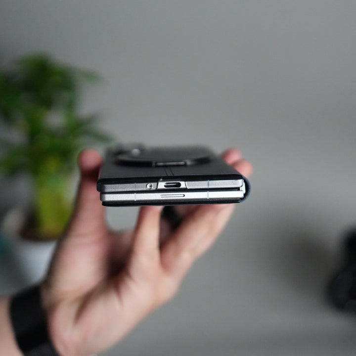 Galaxy Z Fold 5 Luxury Leather Rotating Ring Stand Case