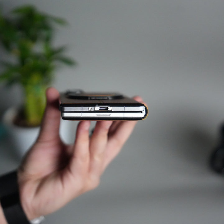 Galaxy Z Fold 5 Luxury Leather Rotating Ring Stand Case