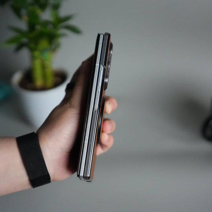 Galaxy Z Fold 5 Luxury Leather Rotating Ring Stand Case