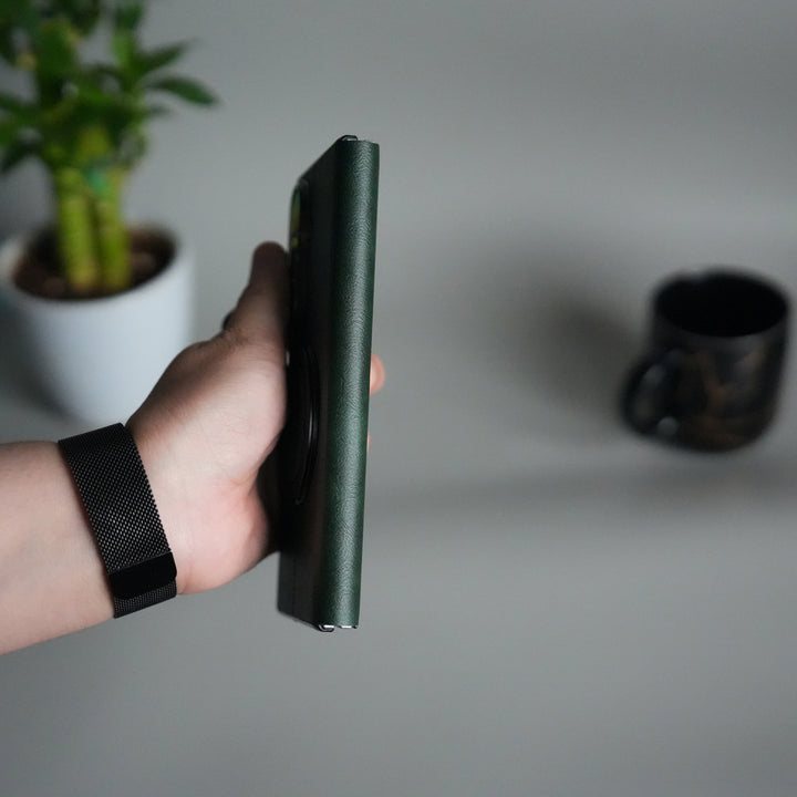 Galaxy Z Fold 5 Luxury Leather Rotating Ring Stand Case