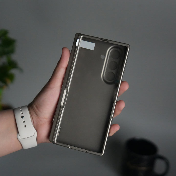 Galaxy Z Fold 7 Camera Shutter Case | Slim Hard Back Cover with Card Holder & Hinge Kickstand | Shockproof Protective Case