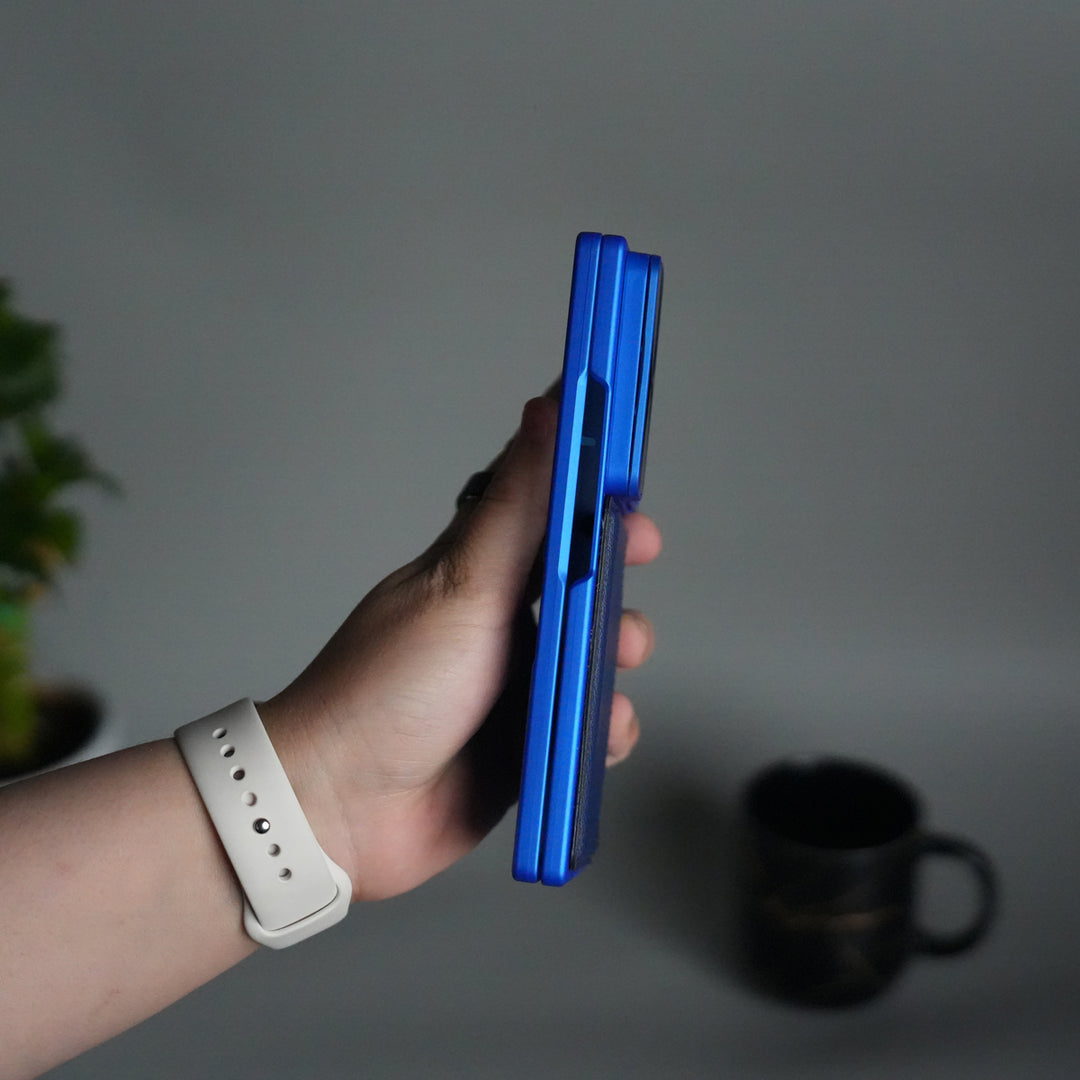 Galaxy Z Fold 7 Camera Shutter Case | Slim Hard Back Cover with Card Holder & Hinge Kickstand | Shockproof Protective Case