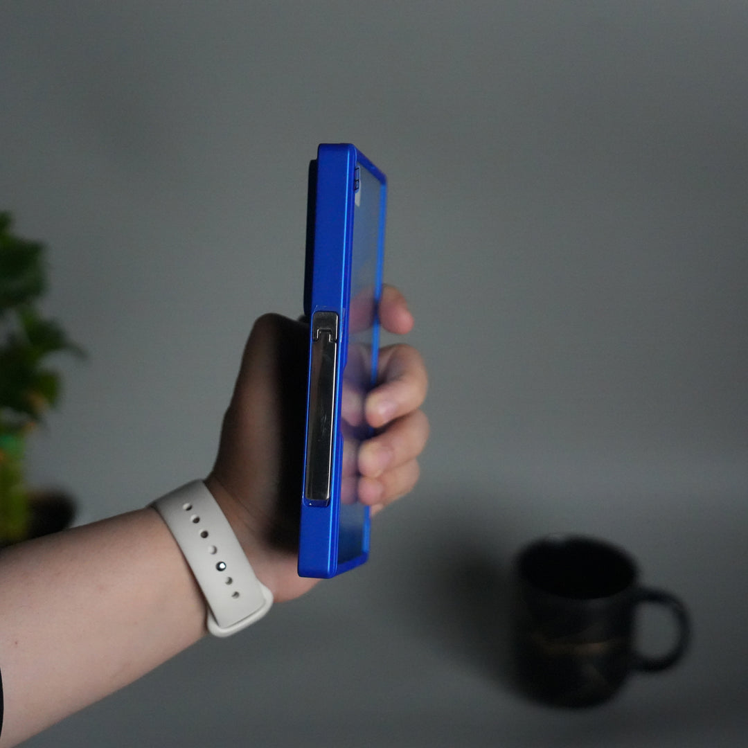 Galaxy Z Fold 7 Camera Shutter Case | Slim Hard Back Cover with Card Holder & Hinge Kickstand | Shockproof Protective Case