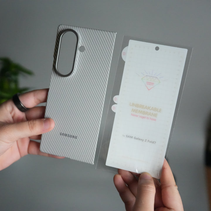 Galaxy Z Fold 7 Carbon Fiber Texture Back Case with Front Membrane | Ultra-Thin Protective Cover