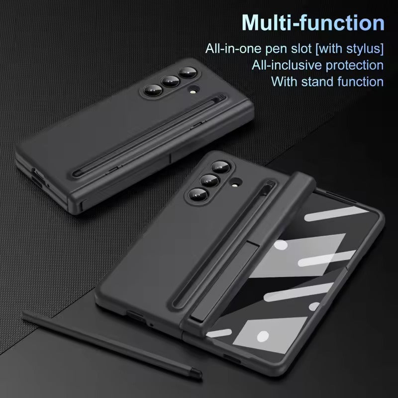 Galaxy Z Fold 7 ELVEV Hinge Protection Kickstand+Screen Protector Stylus Pen Folding Case Cover