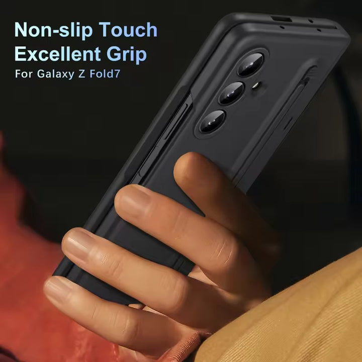 Galaxy Z Fold 7 ELVEV Hinge Protection Kickstand+Screen Protector Stylus Pen Folding Case Cover