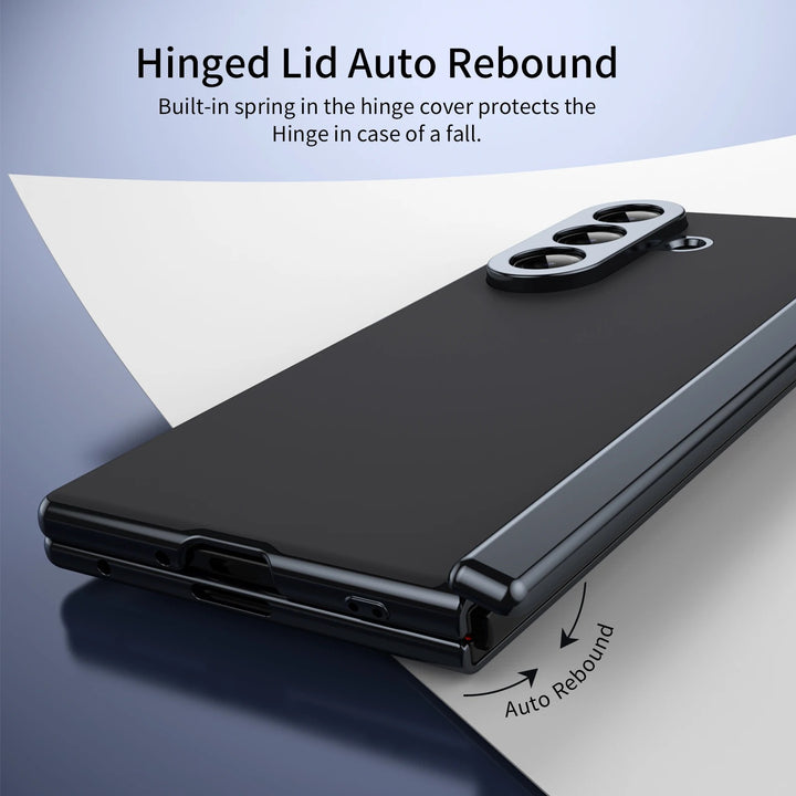 Galaxy Z Fold 7 Luxury Plating Hinge Phone Case Front Glass Protective Film Matte PC Cover