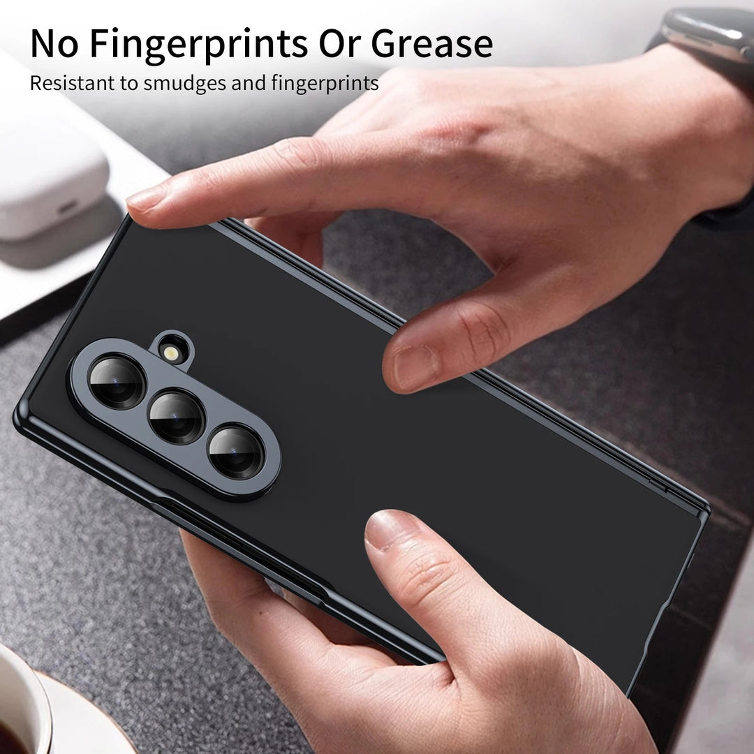 Galaxy Z Fold 7 Luxury Plating Hinge Phone Case Front Glass Protective Film Matte PC Cover