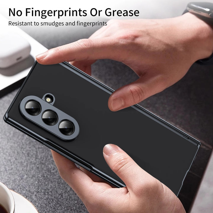 Galaxy Z Fold 7 Luxury Plating Hinge Phone Case Front Glass Protective Film Matte PC Cover