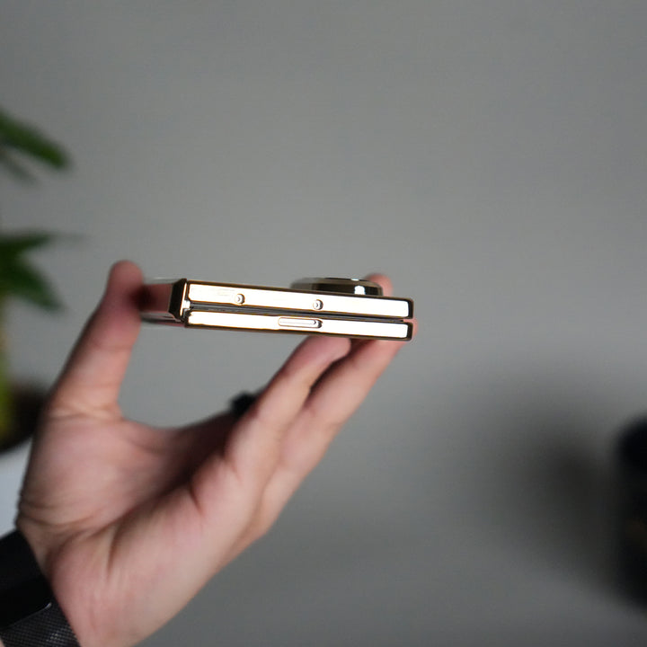 Galaxy Z Fold 7 PU Leather Case with Chrome-Plated Hinge & Kickstand Front Glass Cover | BLUE