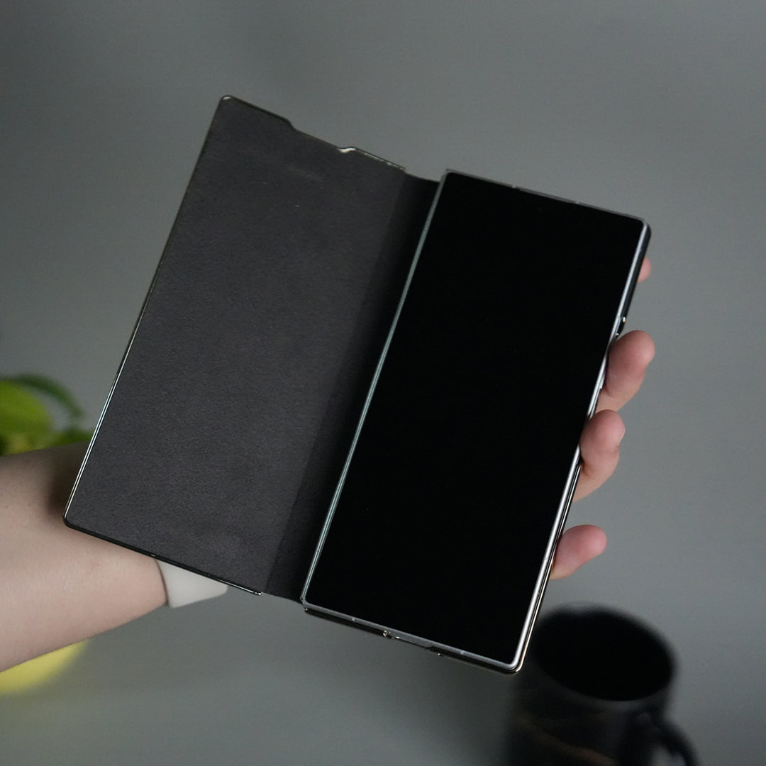 Galaxy Z Fold 7 Premium Carbon-Texture Ring Stand Flip Case | Metal Kickstand | Slim & Protective Cover