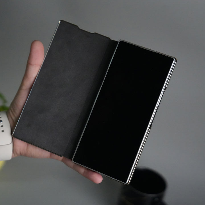 Galaxy Z Fold 7 Premium Carbon-Texture Ring Stand Flip Case | Metal Kickstand | Slim & Protective Cover