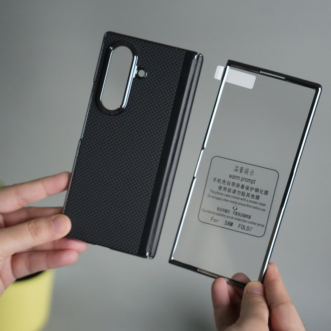 Galaxy Z Fold 7 Premium Fiber Design Slim Case Hinge Protection (Front + Back Cover)