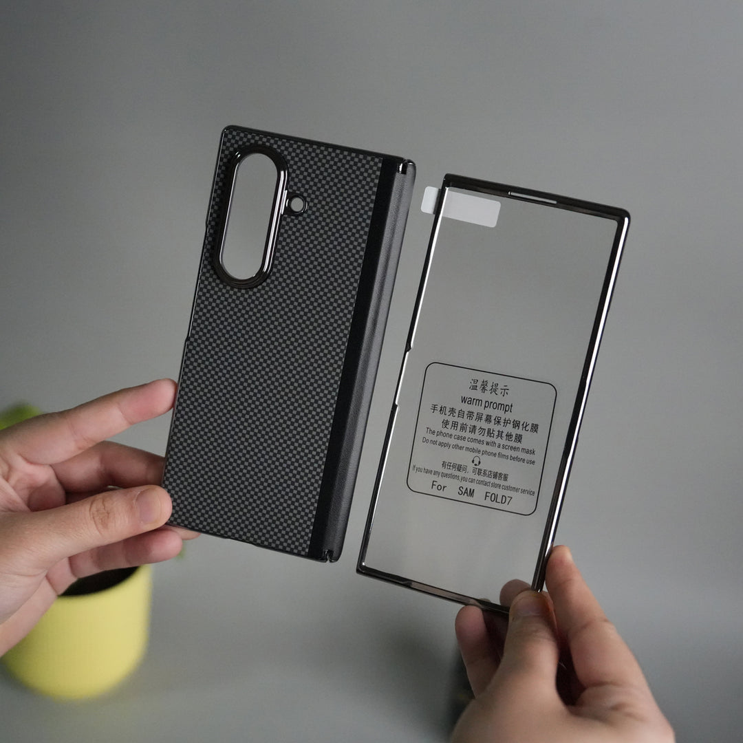 Galaxy Z Fold 7 Premium Fiber Design Slim Case Hinge Protection (Front + Back Cover)