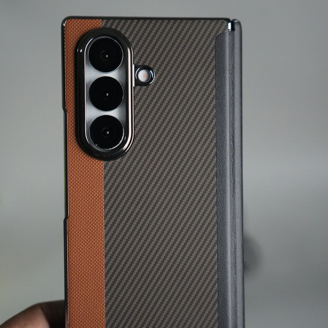 Galaxy Z Fold 7 Premium Fiber Stripe Design Slim Case Hinge Protection (Front + Back Cover)