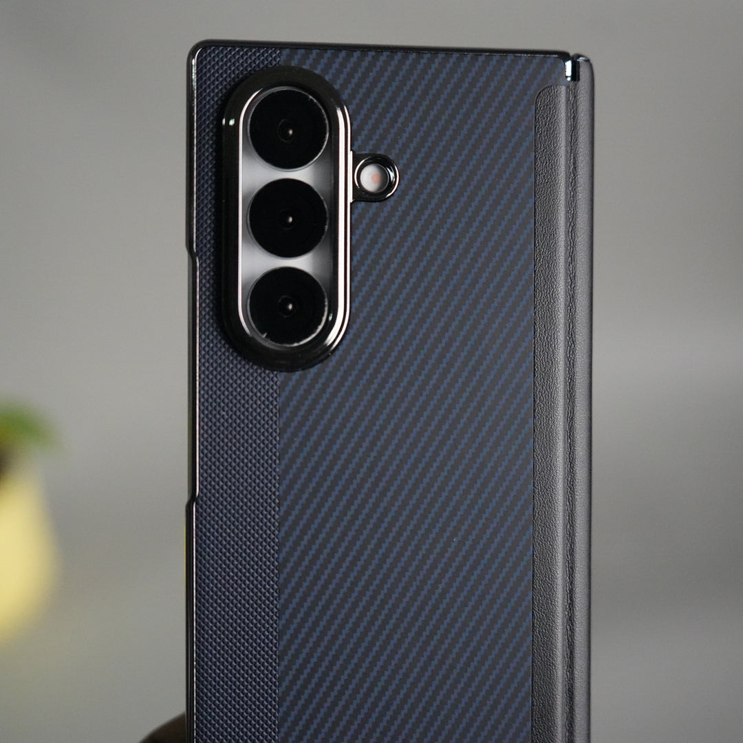 Galaxy Z Fold 7 Premium Fiber Stripe Design Slim Case Hinge Protection (Front + Back Cover)