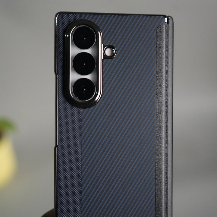 Galaxy Z Fold 7 Premium Fiber Stripe Design Slim Case Hinge Protection (Front + Back Cover)