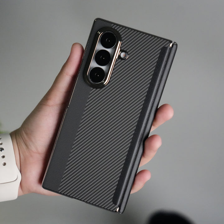 Galaxy Z Fold 7 Premium Fiber Stripe Design Slim Case Hinge Protection (Front + Back Cover)