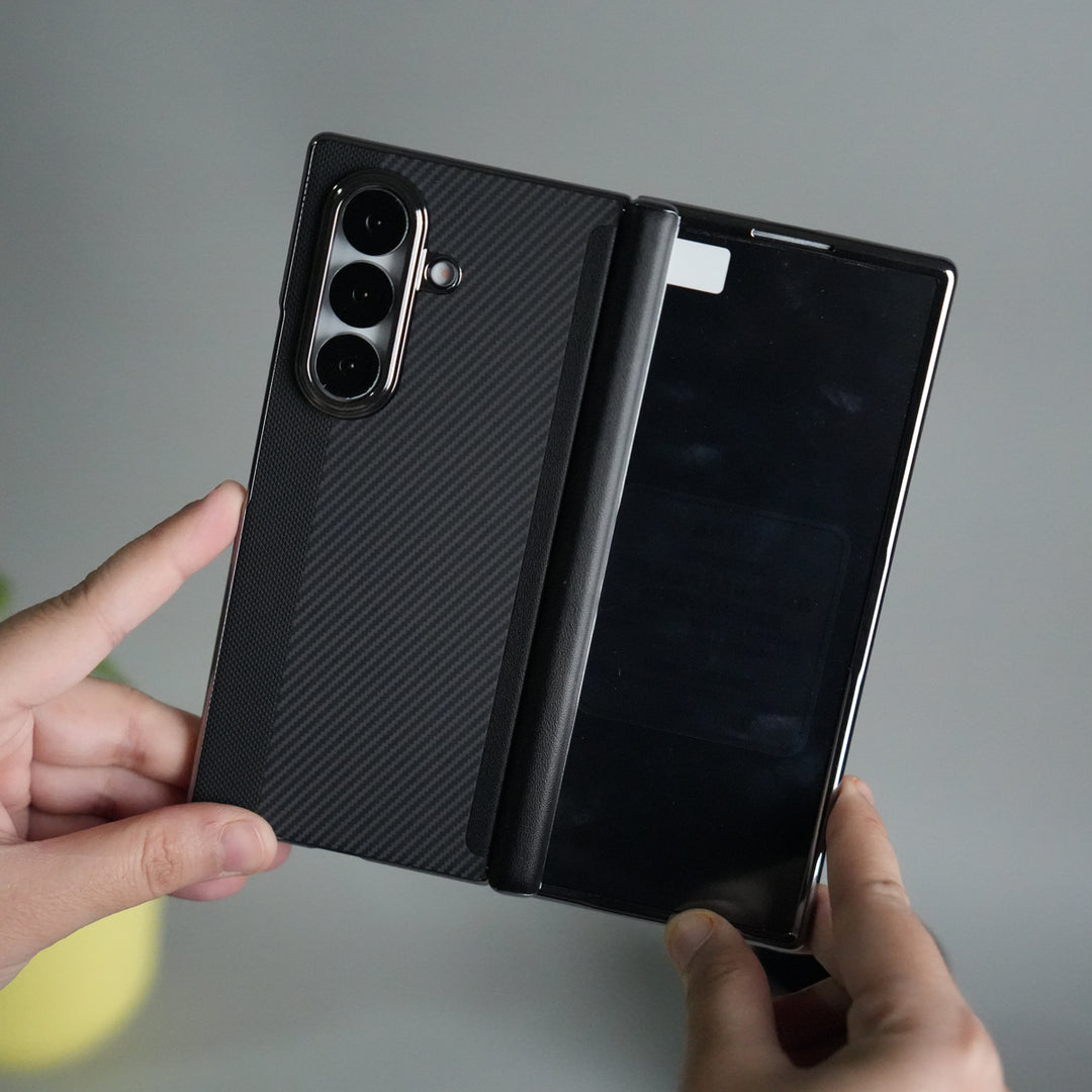 Galaxy Z Fold 7 Premium Fiber Stripe Design Slim Case Hinge Protection (Front + Back Cover)