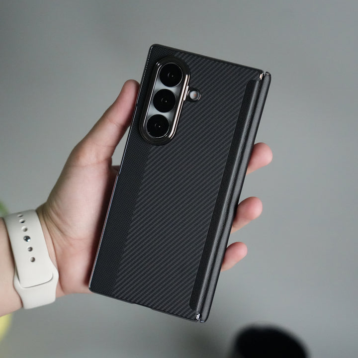 Galaxy Z Fold 7 Premium Fiber Stripe Design Slim Case Hinge Protection (Front + Back Cover)