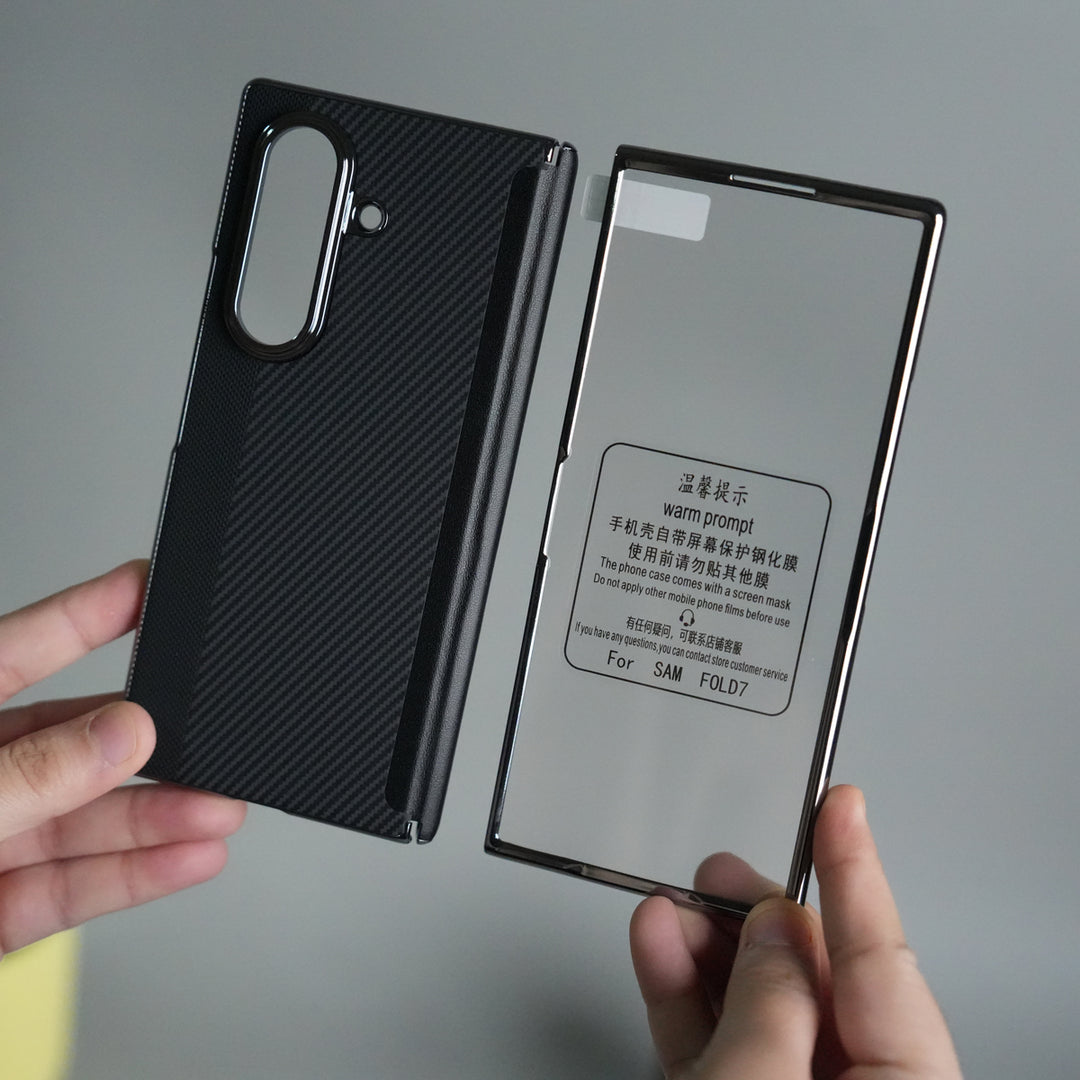 Galaxy Z Fold 7 Premium Fiber Stripe Design Slim Case Hinge Protection (Front + Back Cover)