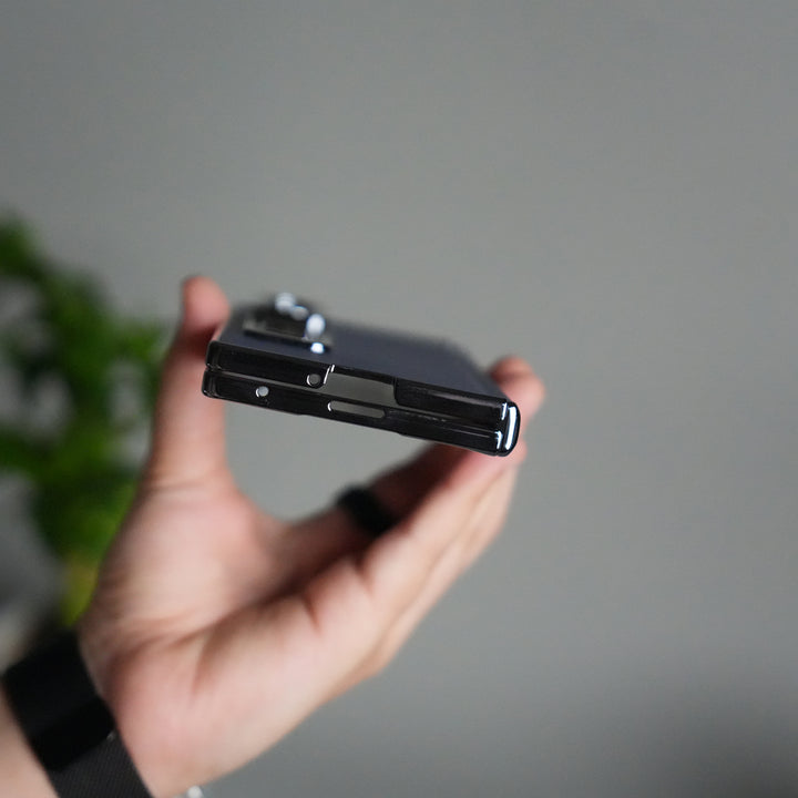 Galaxy Z Fold 7 Premium Leather Case | Front Glass | Silver Plated Camera Frame with Kickstand (Copy)