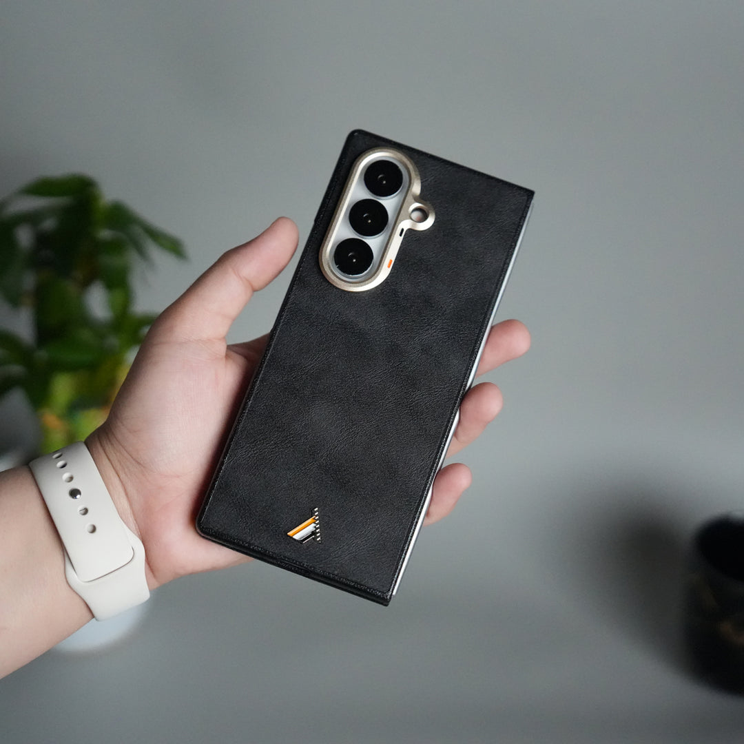 Galaxy Z Fold 7 Premium PU Leather Back Case with Front Frame | Slim & Elegant Design